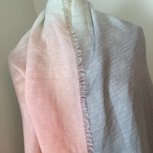 NEW! NORDSTROM WOOL BLEND OMBRE METALLIC FRINGE SCARF WRAP SHAWL PINK GRAY WHITE - Picture 4 of 5